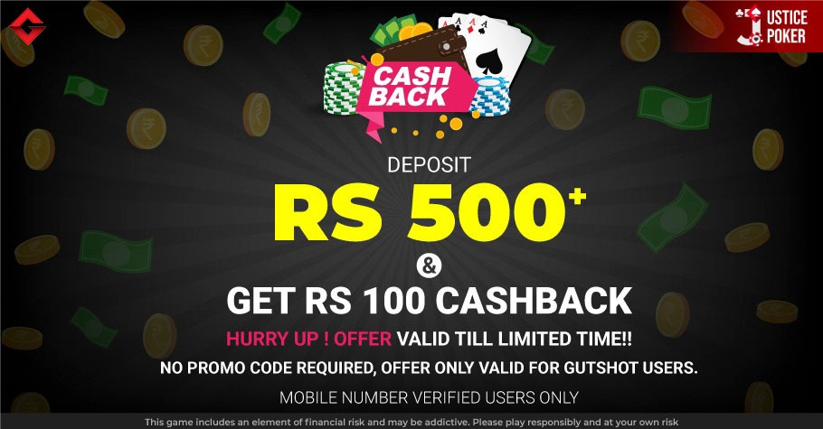 Grab Gutshot’s Exclusive Cashback Offer On Justice Poker