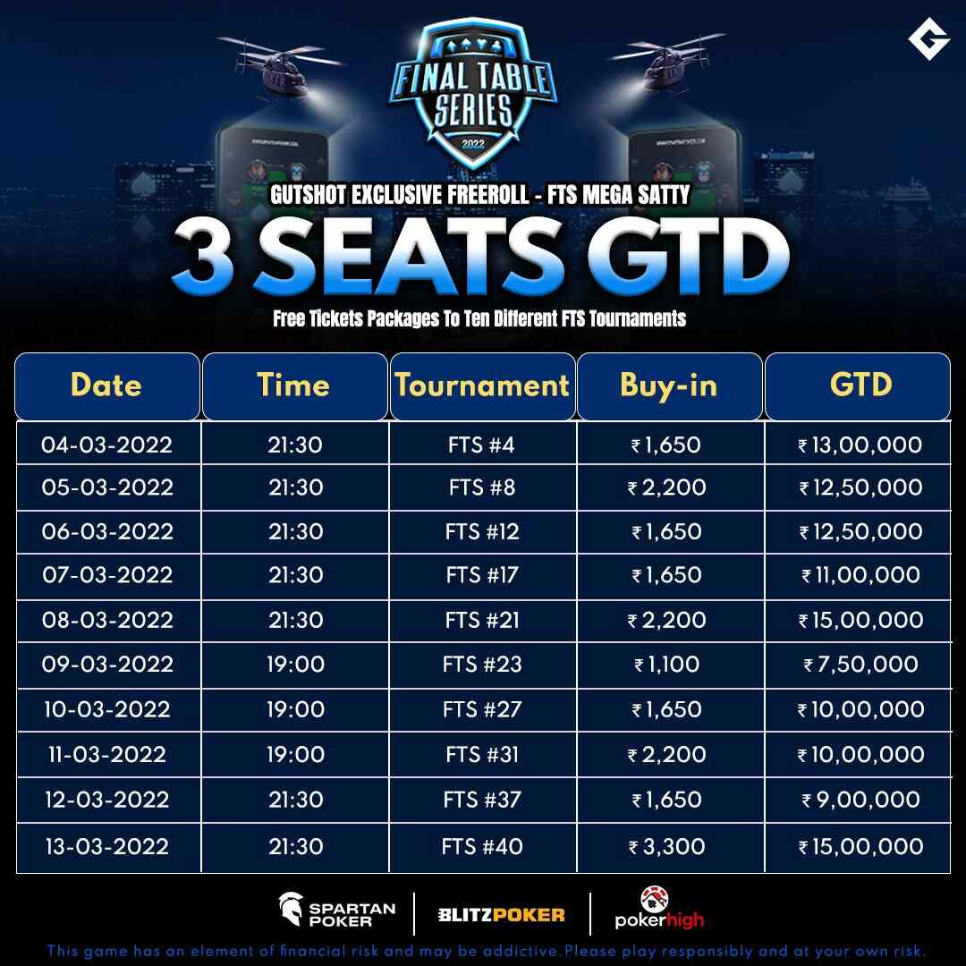 Gutshot Exclusive Freeroll - FTS Mega Satty Schedule