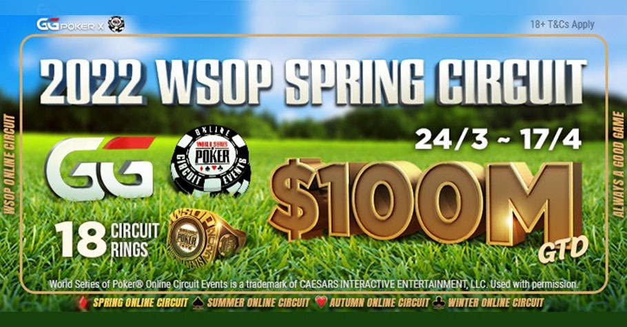 $100M Worth WSOP Spring Online Circuit Launching At GGPoker