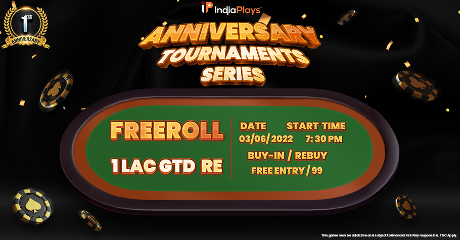Drumrolls! IndiaPlays Announces Anniversary 1 Lakh Freeroll