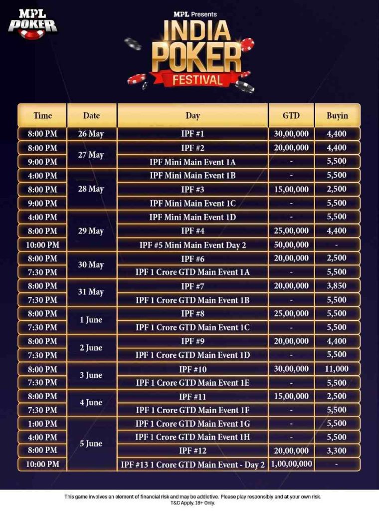 MPL Poker’s India Poker Festival Schedule Is OUT NOW!