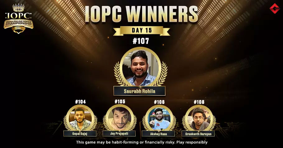 IOPC Day 15: Saurabh Rohila Nails Super High Roller Title For 34.4 Lakh
