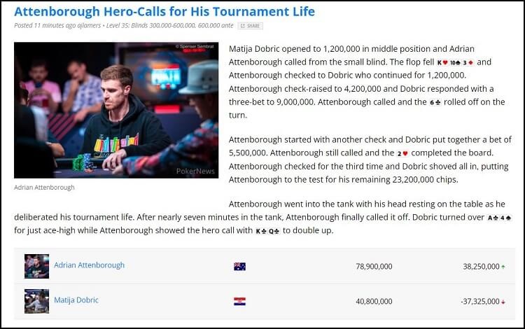 Adrian Attenborough - WSOP 2022 Main Event Hero Call
