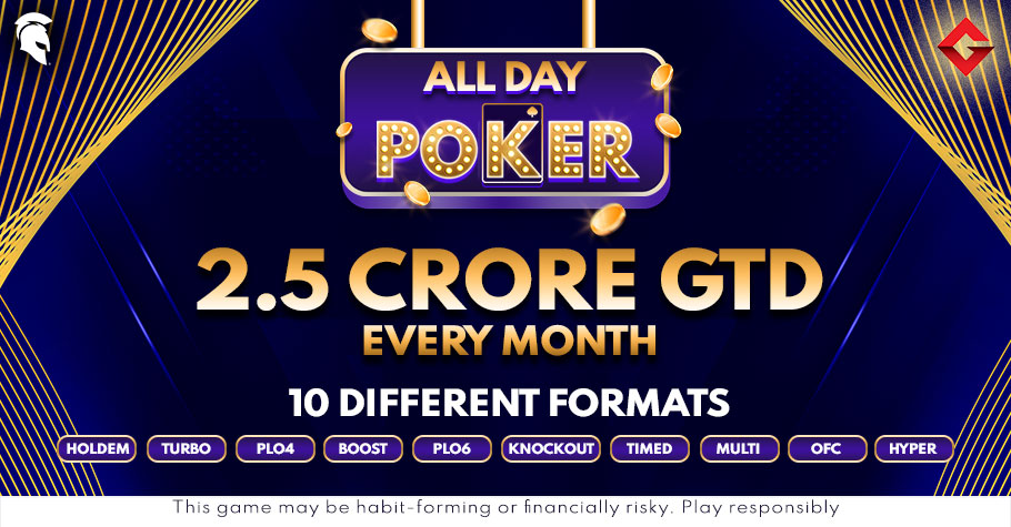All Day Poker On Spartan Poker Worth 2.5 Crore GTD Is Here