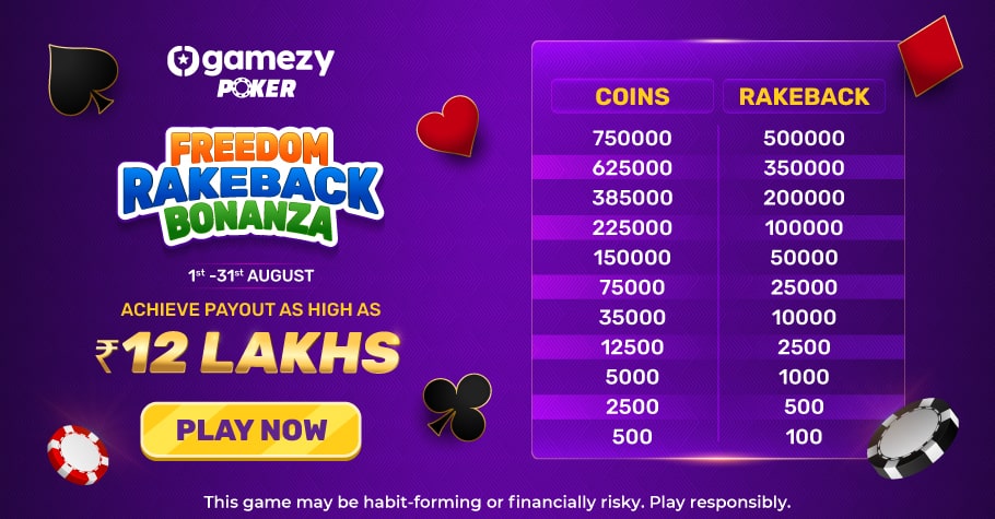 Don’t Miss Gamezy Poker’s ‘Freedom Rakeback Bonanza’ Offer