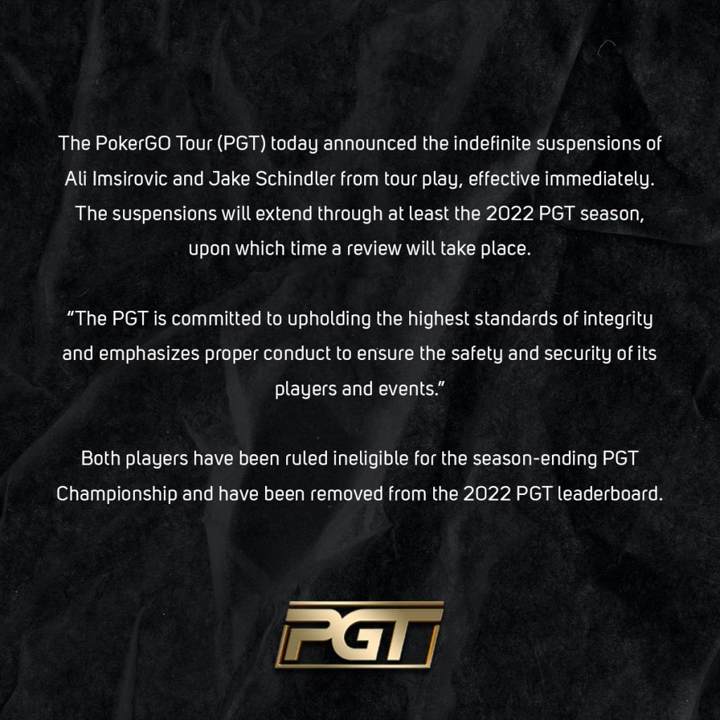 BREAKING: Ali Imsirovic And Jake Schindler Are Banned From All PokerGO Events