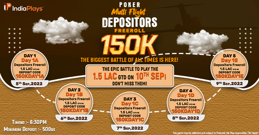 Win Upto 3 Lakh With IndiaPlays’ Depositors Freerolls