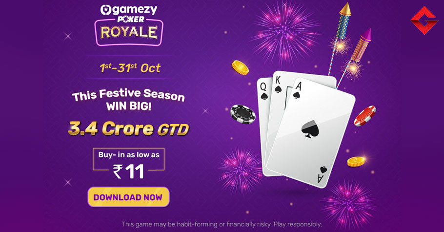 Gamezy Poker Royale Offers MTTs Worth ₹3.4 Crore This October!