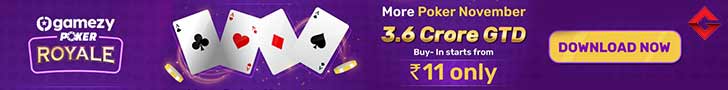 Gamezy Poker’s November Tourneys Are Worth ₹3.6 Crore GTD