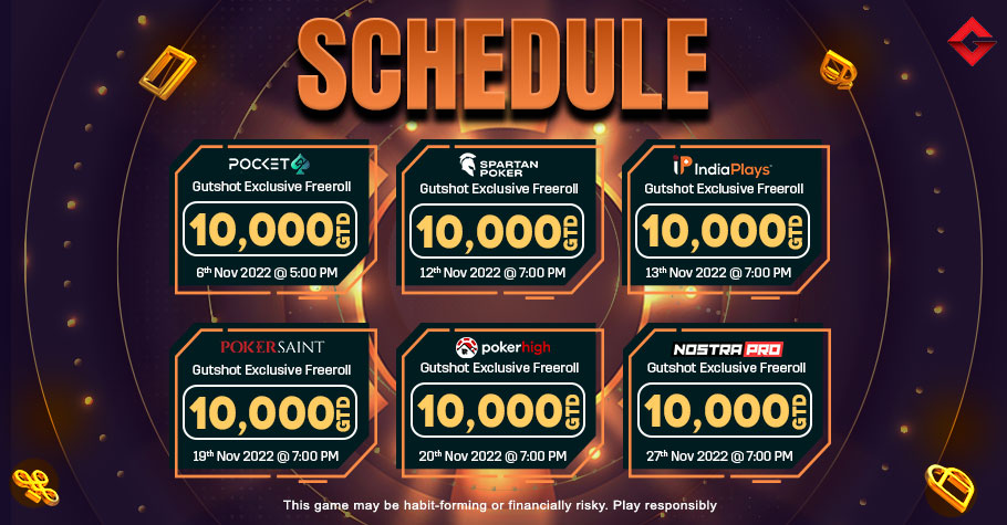 Gutshot Exclusive ₹10K GTD Freerolls in November 2022