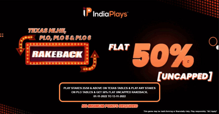 Want 50% Rakeback? Head To IndiaPlays