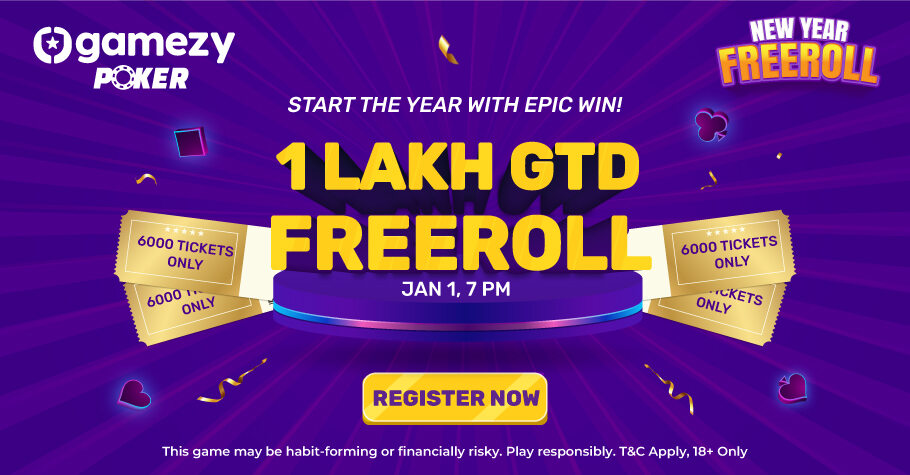 Gamezy Poker’s 1 Lakh GTD Freeroll Cannot Be Missed!