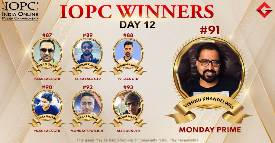 IOPC Day 12: Vishnu Khandelwal Registers First Win With Monday Prime