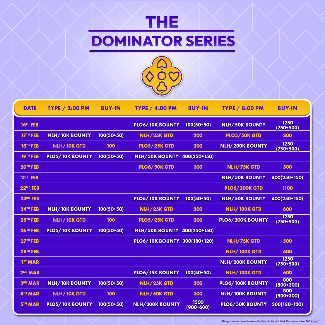 IndiaPlays The Dominator Series Full Schedule