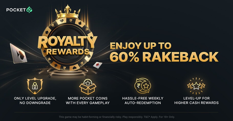 Pocket52 Royalty Rewards Offer Febraury 2023 - Enjoy Upto 60% Rakeback