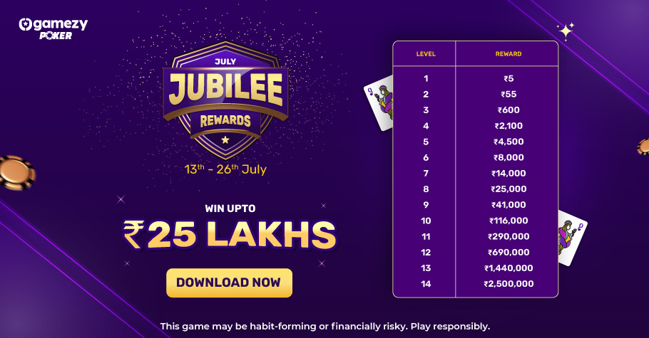 Gamezy Poker’s July Jubilee Rewards Should Not Be Missed