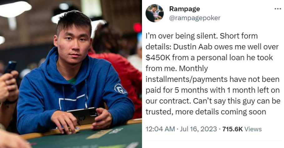 Rampage Poker Scammed By Dustin Aab For Over $450K_