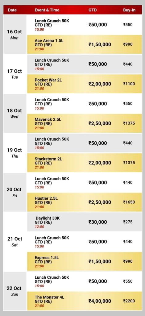 JungleePoker - Poker Premier League Schedule 