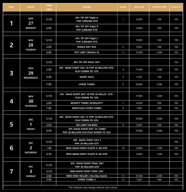 APL Manila 2023 Schedule 