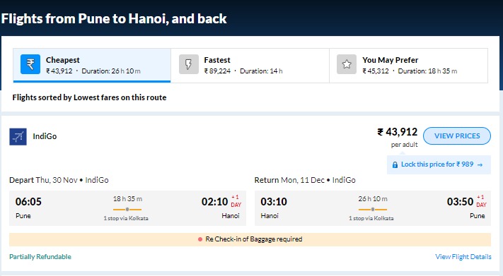 APT Hanoi Billions 2023 Travel: Pune to Hanoi 