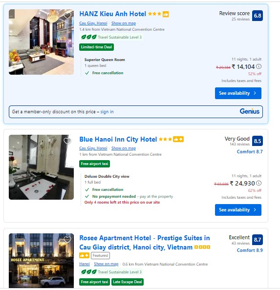 APT Hanoi Billions 2023 Hotels