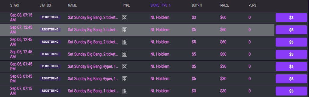 JackPoker’s $40K Big Bang Sunday Satellite Schedule