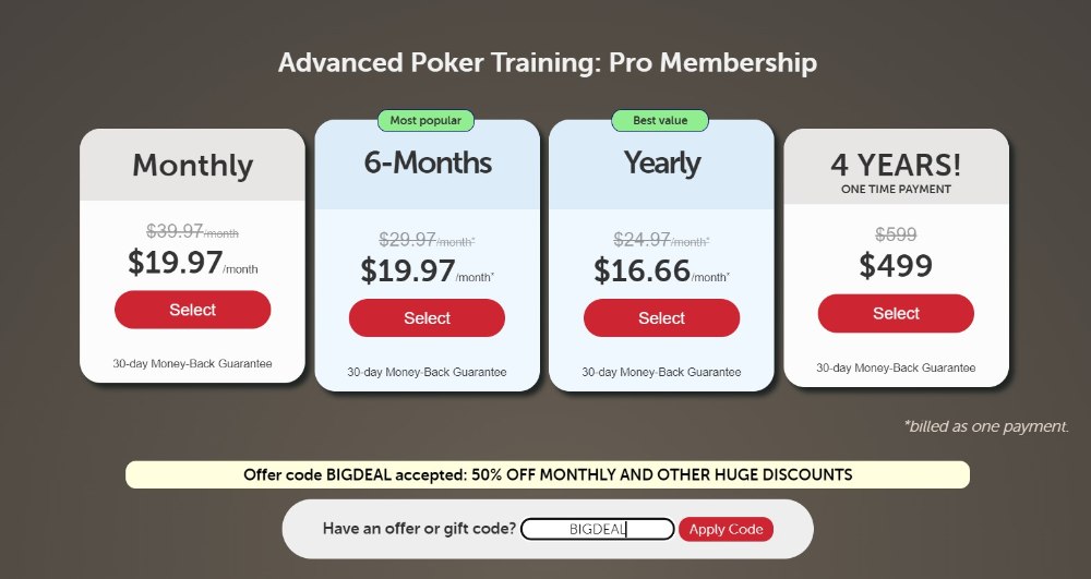 Advanced Poker Training 50% Off On Pro Membership