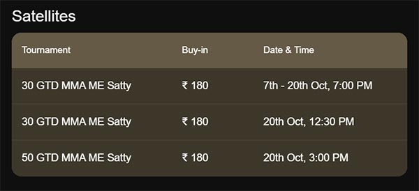 Adda52 Masterminds Arena Satellites Schedule