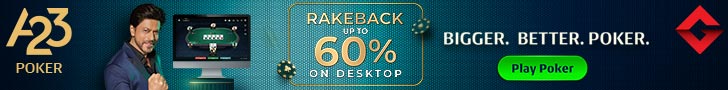 A23 Poker up to 60% rakeback on desktop app