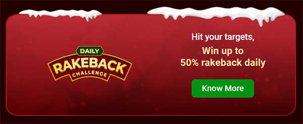 Junglee Poker Winter Wins: Daily Rakeback Challenge