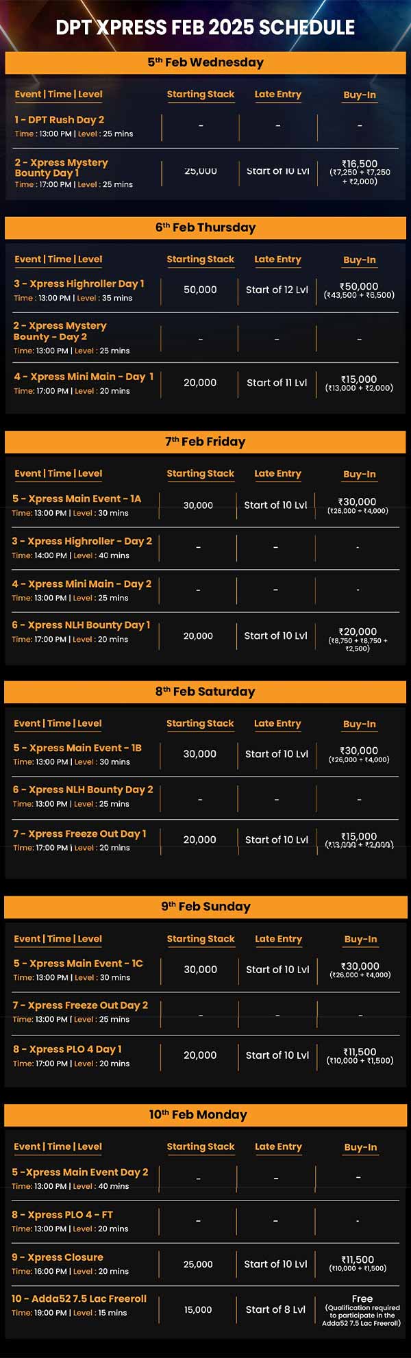 DPT Xpress February 2025 Schedule