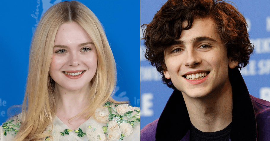 Elle Fanning and Timothee Chalament play poker