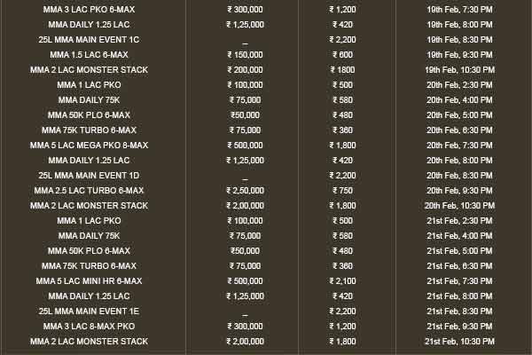 Adda52 MMA Schedule