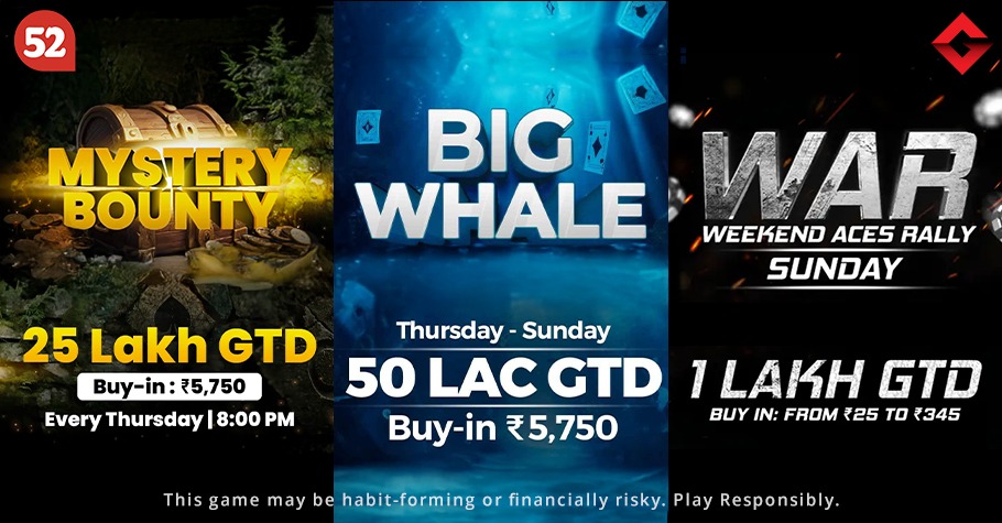 Adda52's Big Whale, WAR And Mystery Bounty Tournaments Offer ₹75 Lakh Prize Pool!