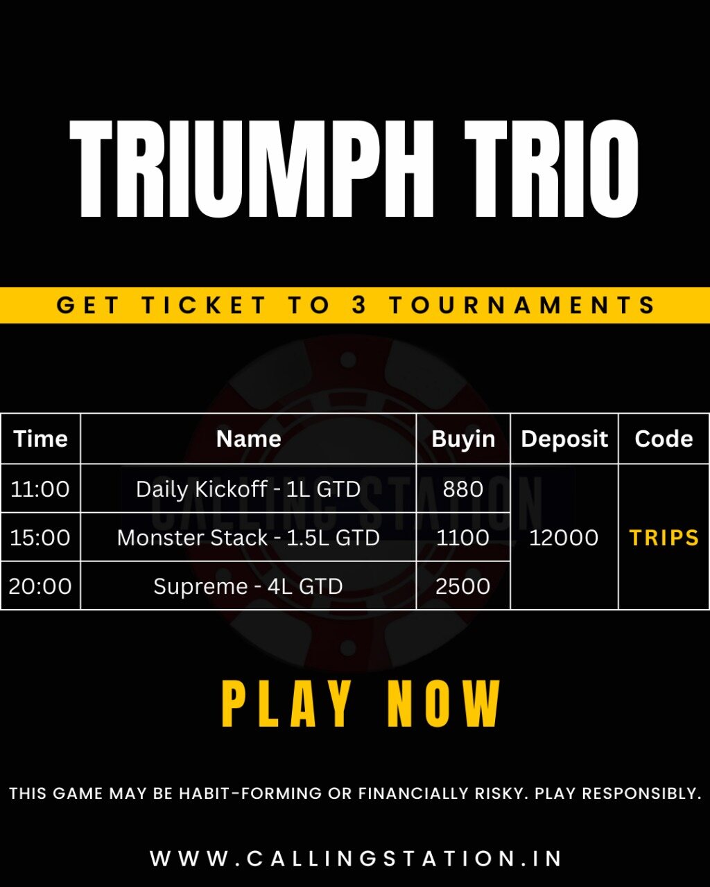 Calling Station Daily Tournaments - Deposit codes